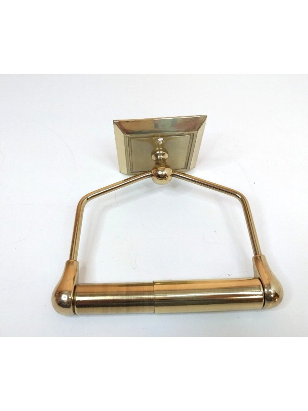 Vintage Brass Wall-Mounted Toilet Paper Holder Rectangular Backplate